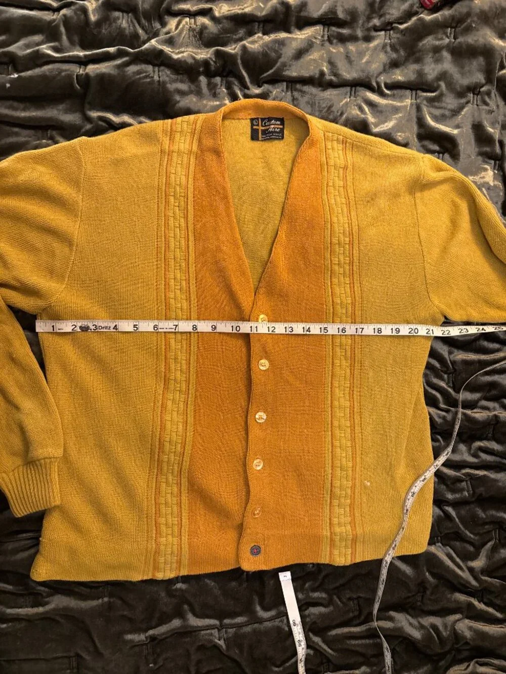Mens 60s True Vintage Golden Yellow Wool Cardigan